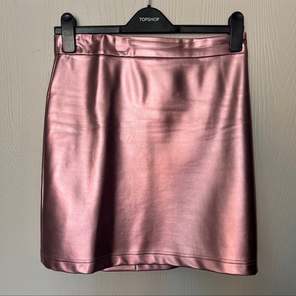 Topshop Metallic Pink Mini Skirt size 6 - Picture 1 of 7